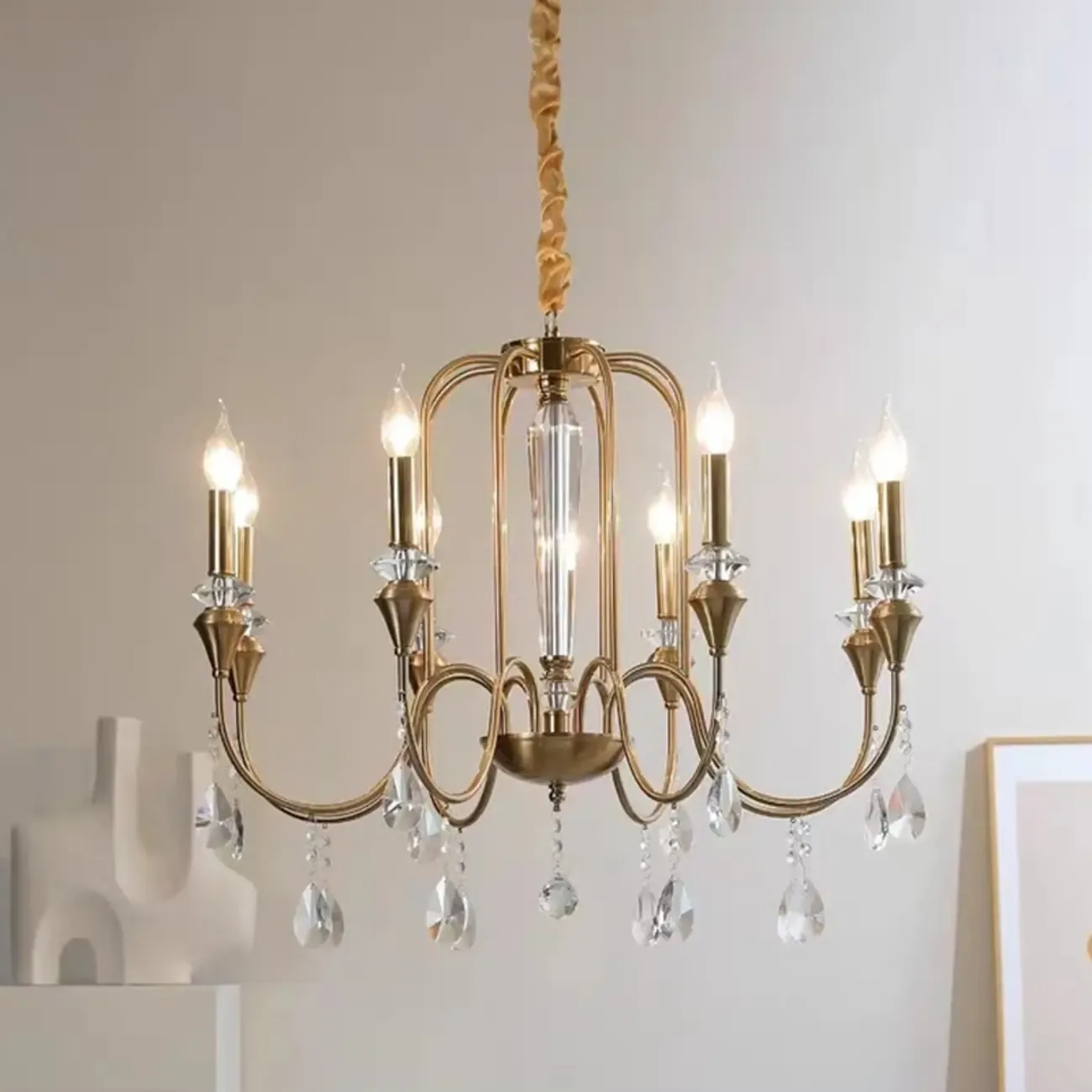 Luxurious Multi-Light Style Gold Crystal Chandelier Image - 8