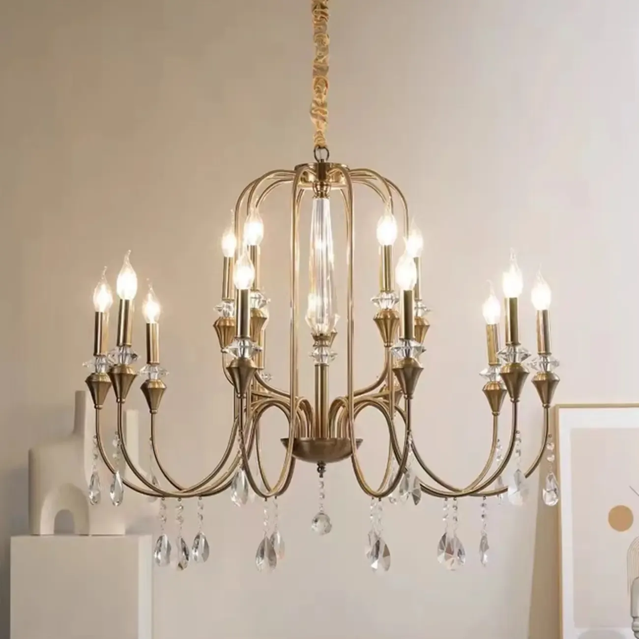 Luxurious Multi-Light Style Gold Crystal Chandelier Image - 11