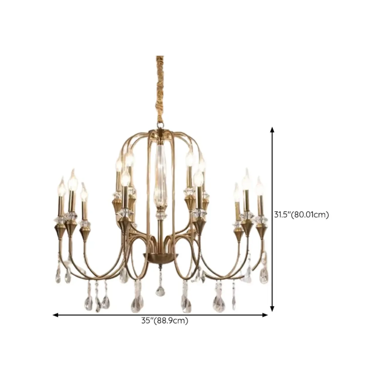 Luxurious Multi-Light Style Gold Crystal Chandelier Image - 23