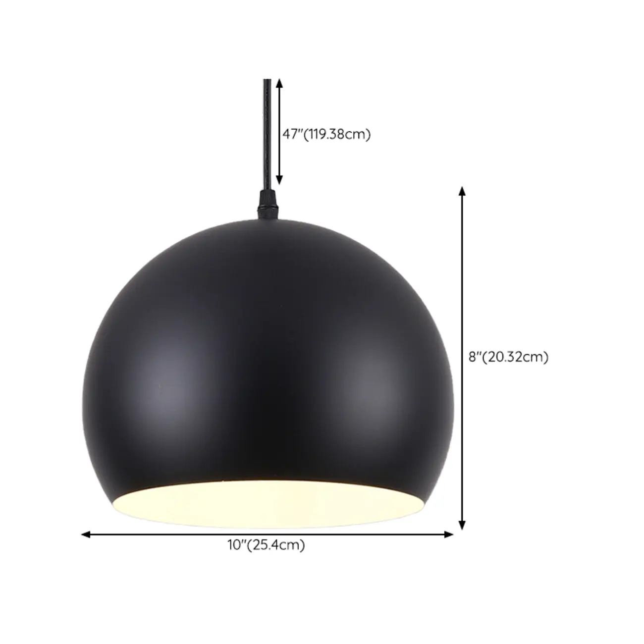 Industrial Metal Black Pendant Light Fixture with Iron #size