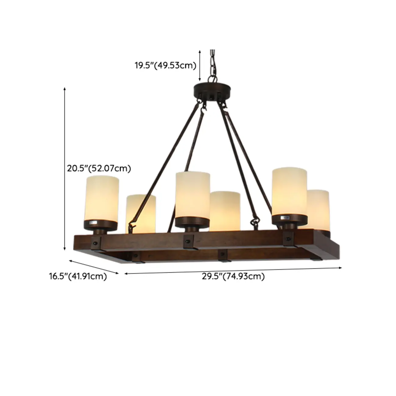 6-Light Industrial Metal Kitchen Island Pendant Lighting #size