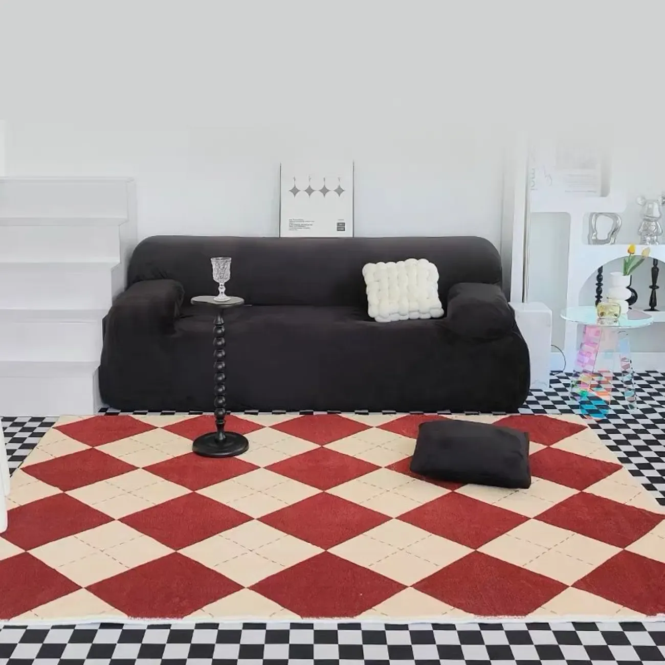 Plaid Faux Cashmere Rectangle Area Rug Image - 1
