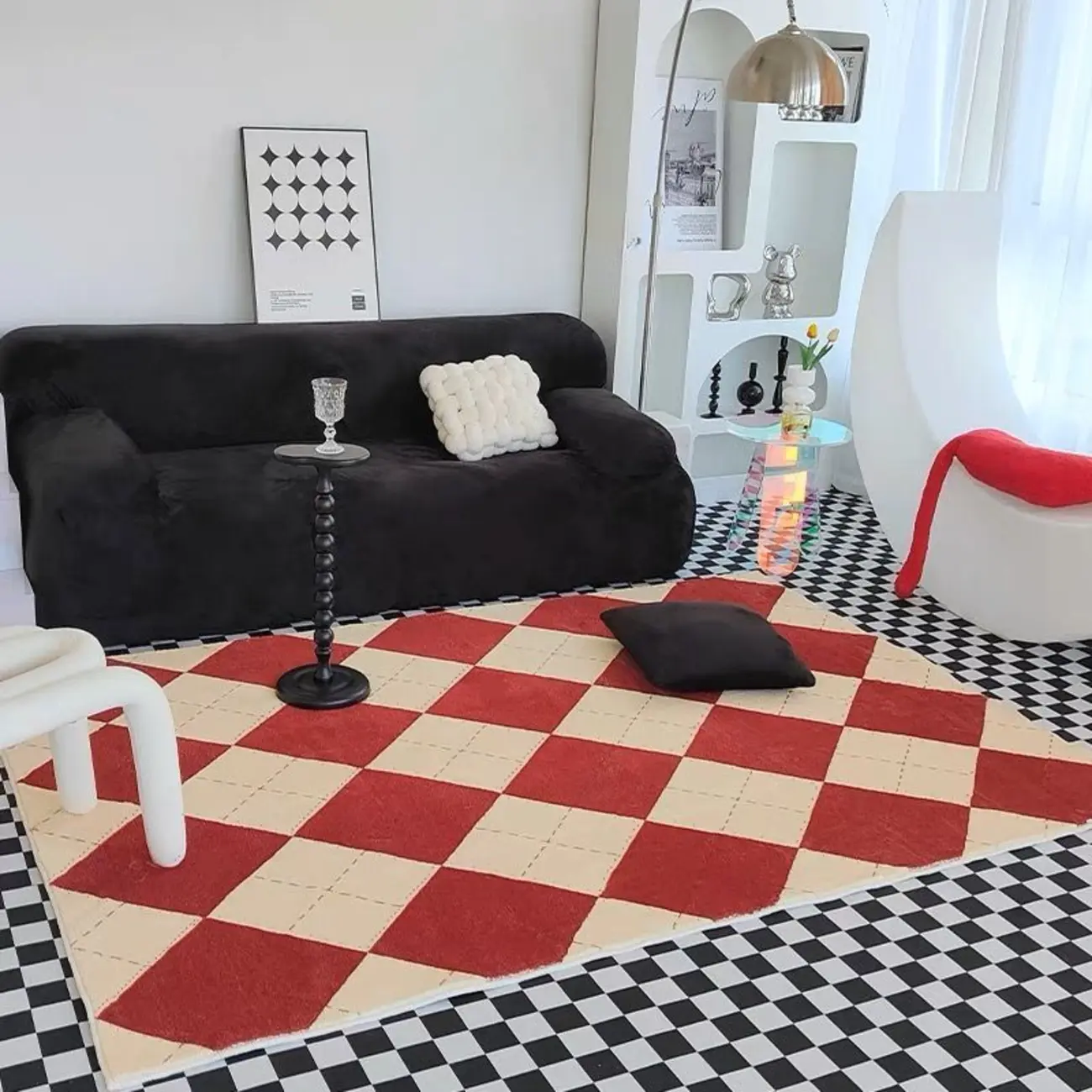 Plaid Faux Cashmere Rectangle Area Rug Image - 2 | homeyfad