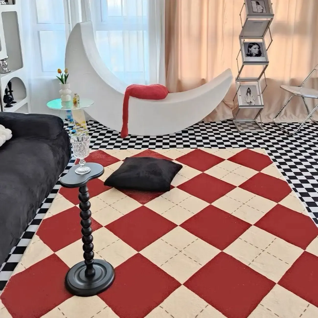 Plaid Faux Cashmere Rectangle Area Rug Image - 3