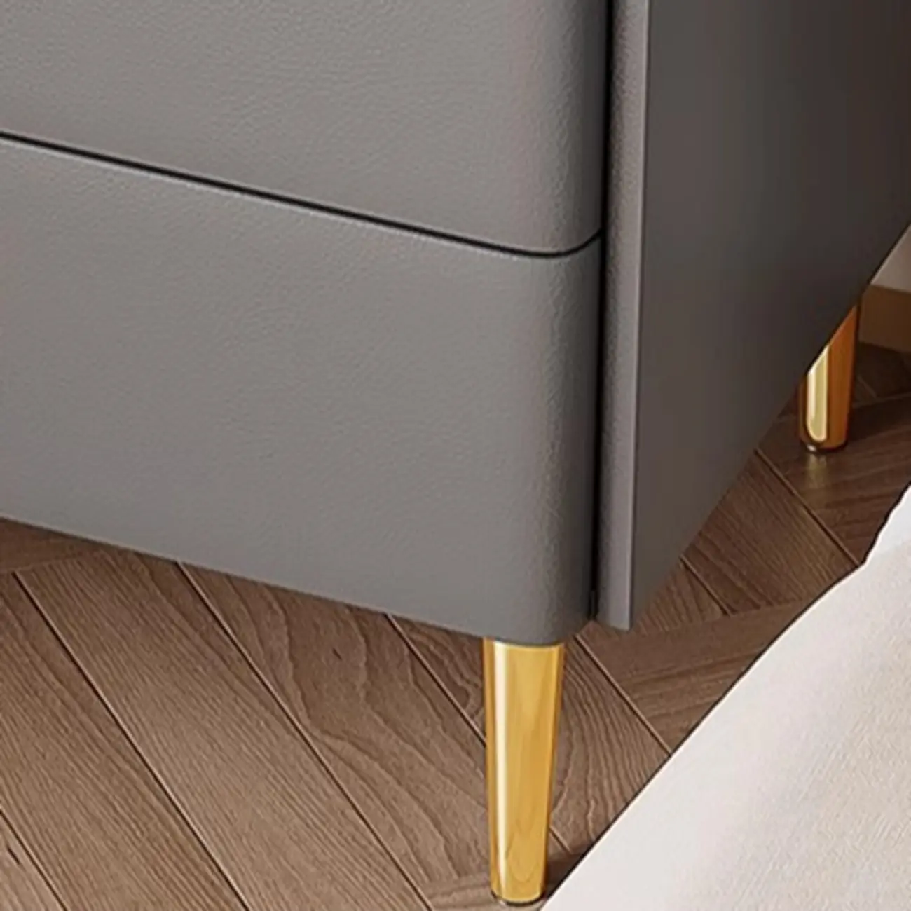 Modern Narrow Small Bedside Table Stone Top with Drawer Storage Image - 5 | homeyfad