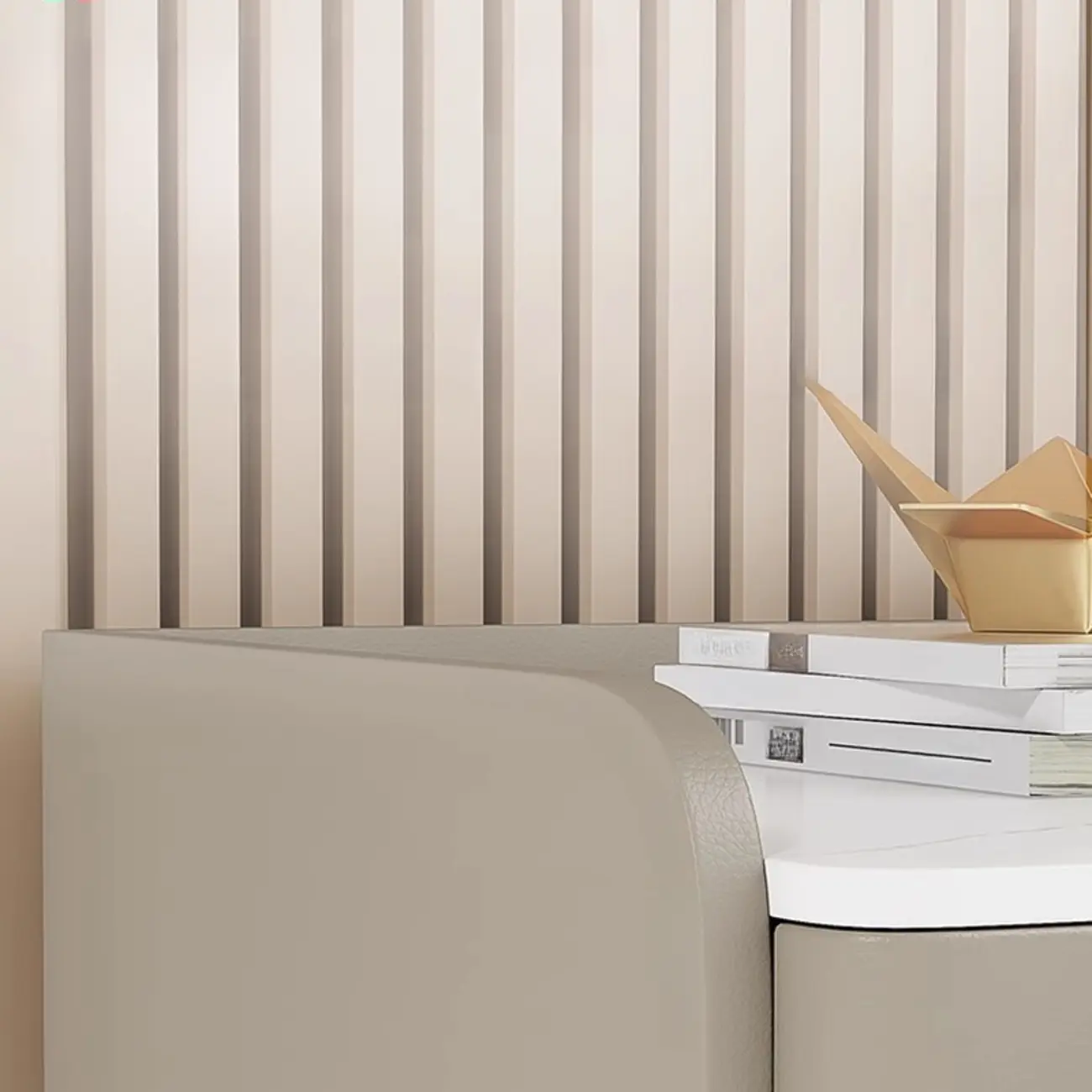 Modern Narrow Small Bedside Table Stone Top with Drawer Storage Image - 8 | homeyfad