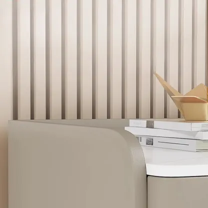 Modern Narrow Small Bedside Table Stone Top with Drawer Storage Image - 8
