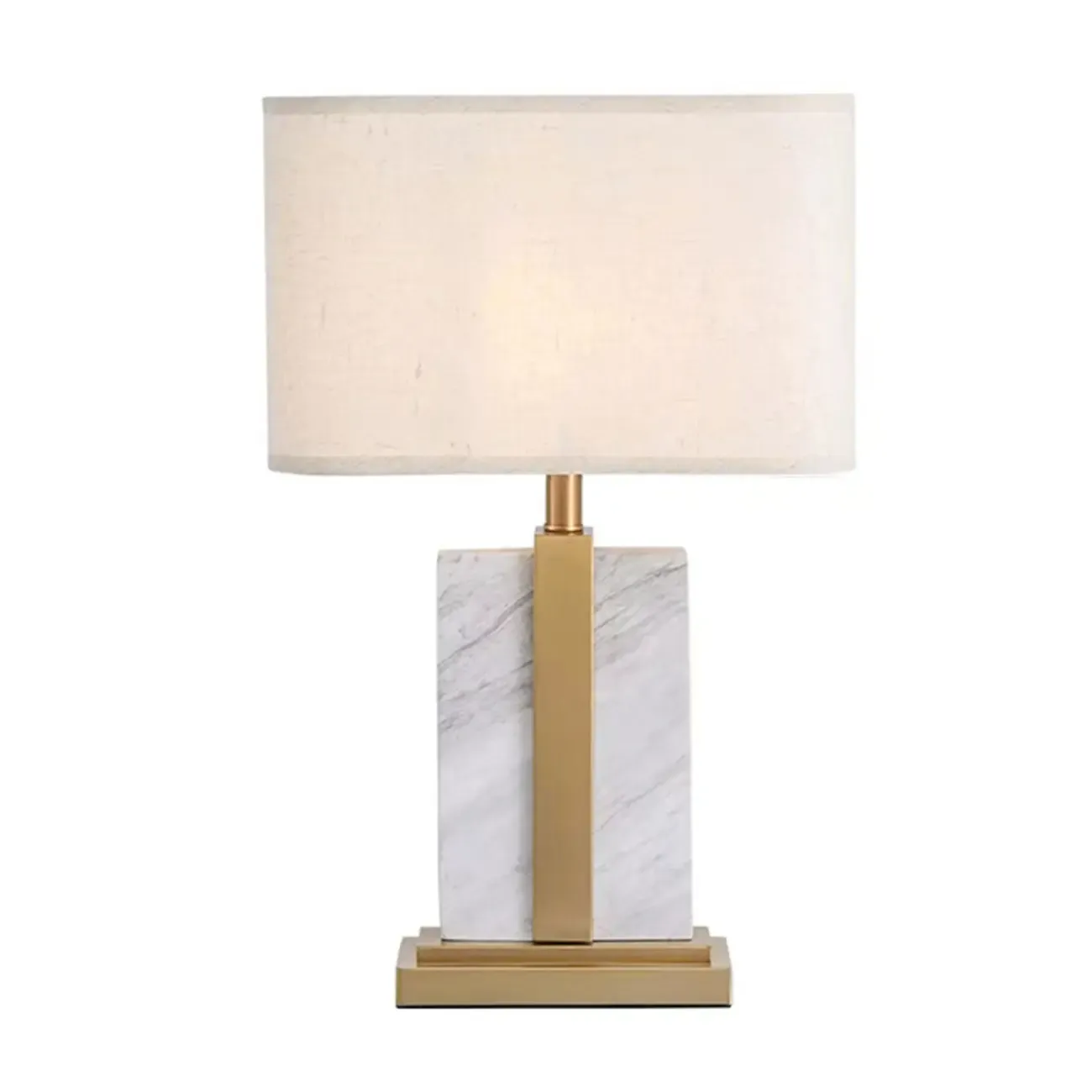 Plug-In Modern Beige and Gold Table Lamp for Bedroom Image - 3