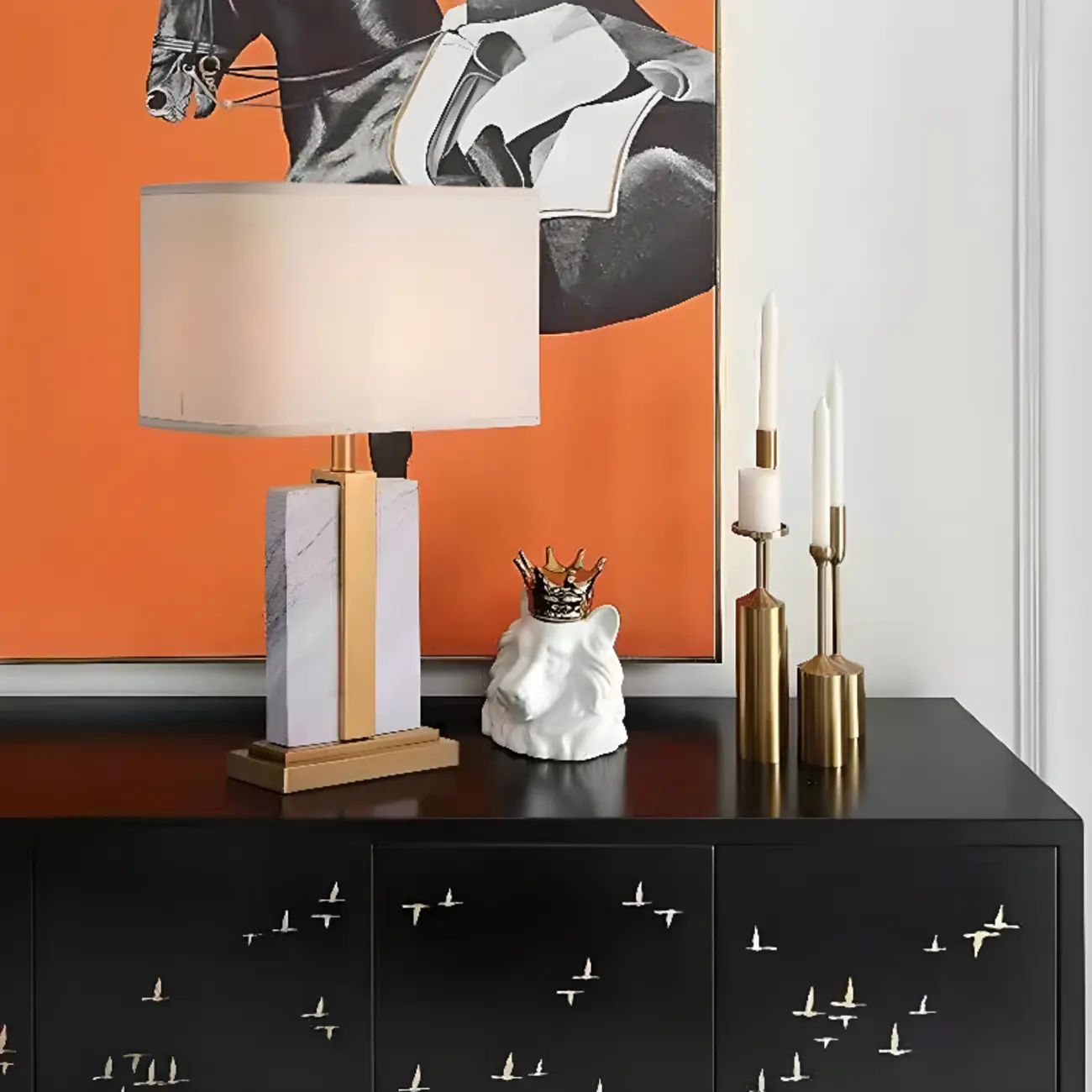 Plug-In Modern Beige and Gold Table Lamp for Bedroom Image - 4 | homeyfad