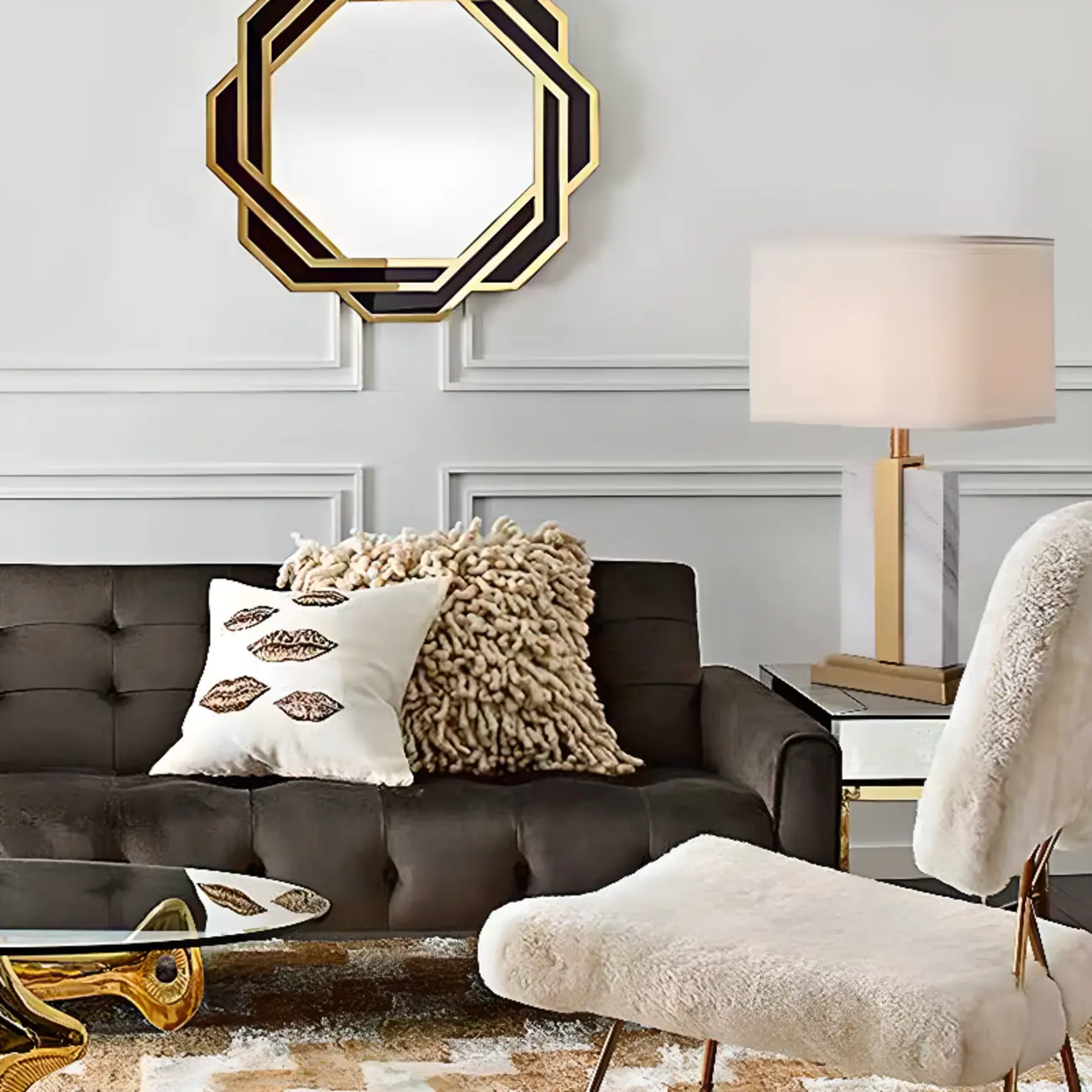 Plug-In Modern Beige and Gold Table Lamp for Bedroom Image - 2 | homeyfad