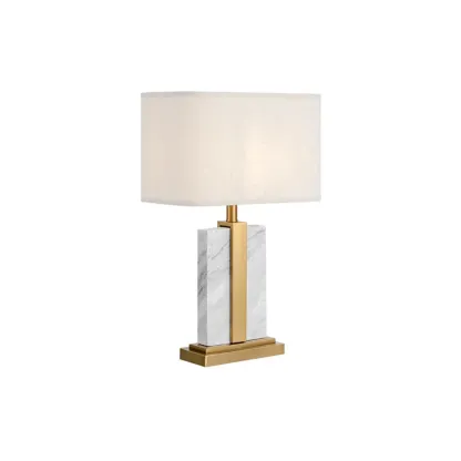 Plug-In Modern Beige and Gold Table Lamp for Bedroom Image - 5