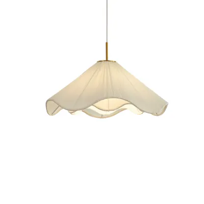 Adjustable White Fabric Flower Pendant Light Fixture for Indoor  Image - 3