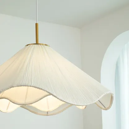 Adjustable White Fabric Flower Pendant Light Fixture for Indoor  Image - 5