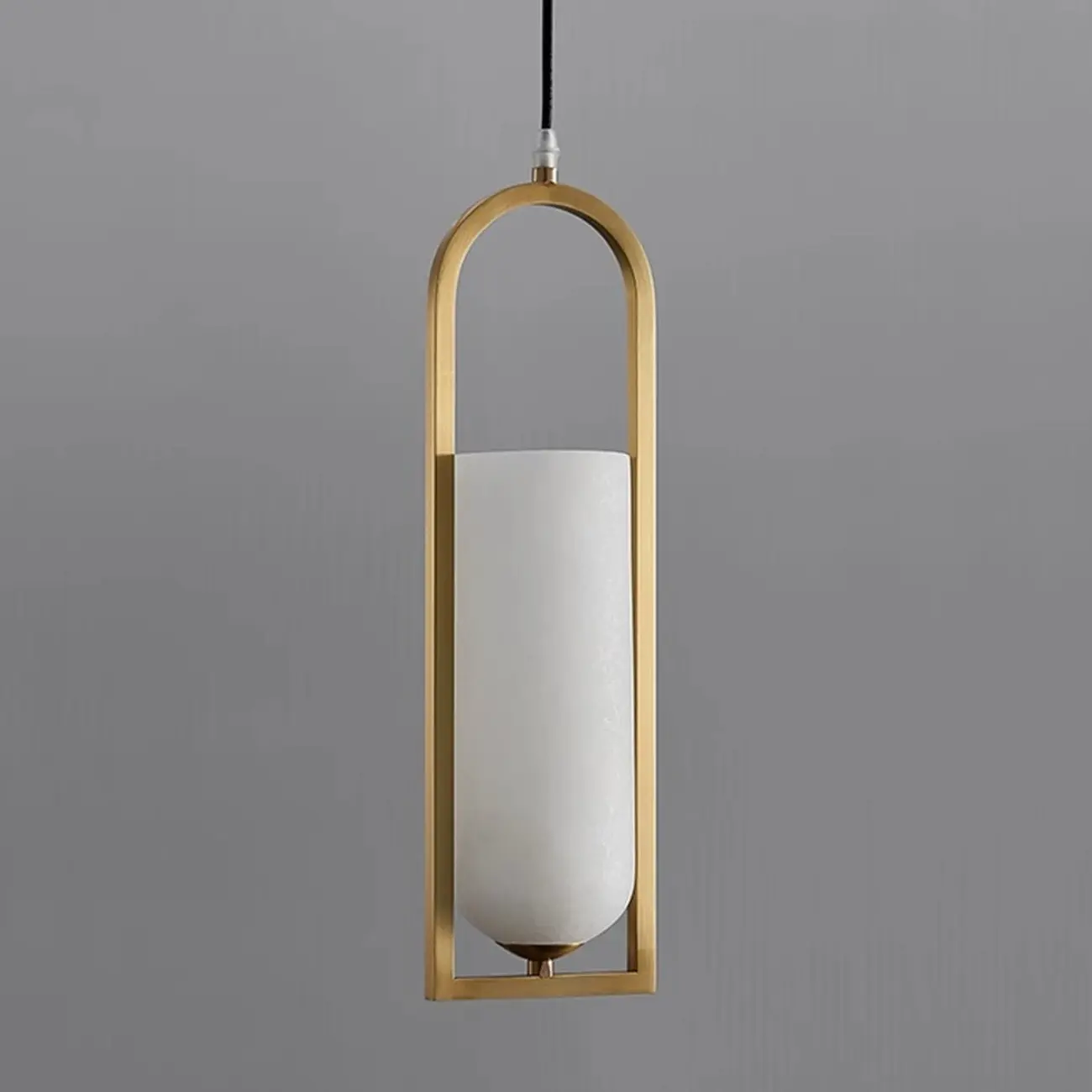 Exquisite Cylinder Gold Alabaster Hanging Pendant Light Image - 6 | homeyfad
