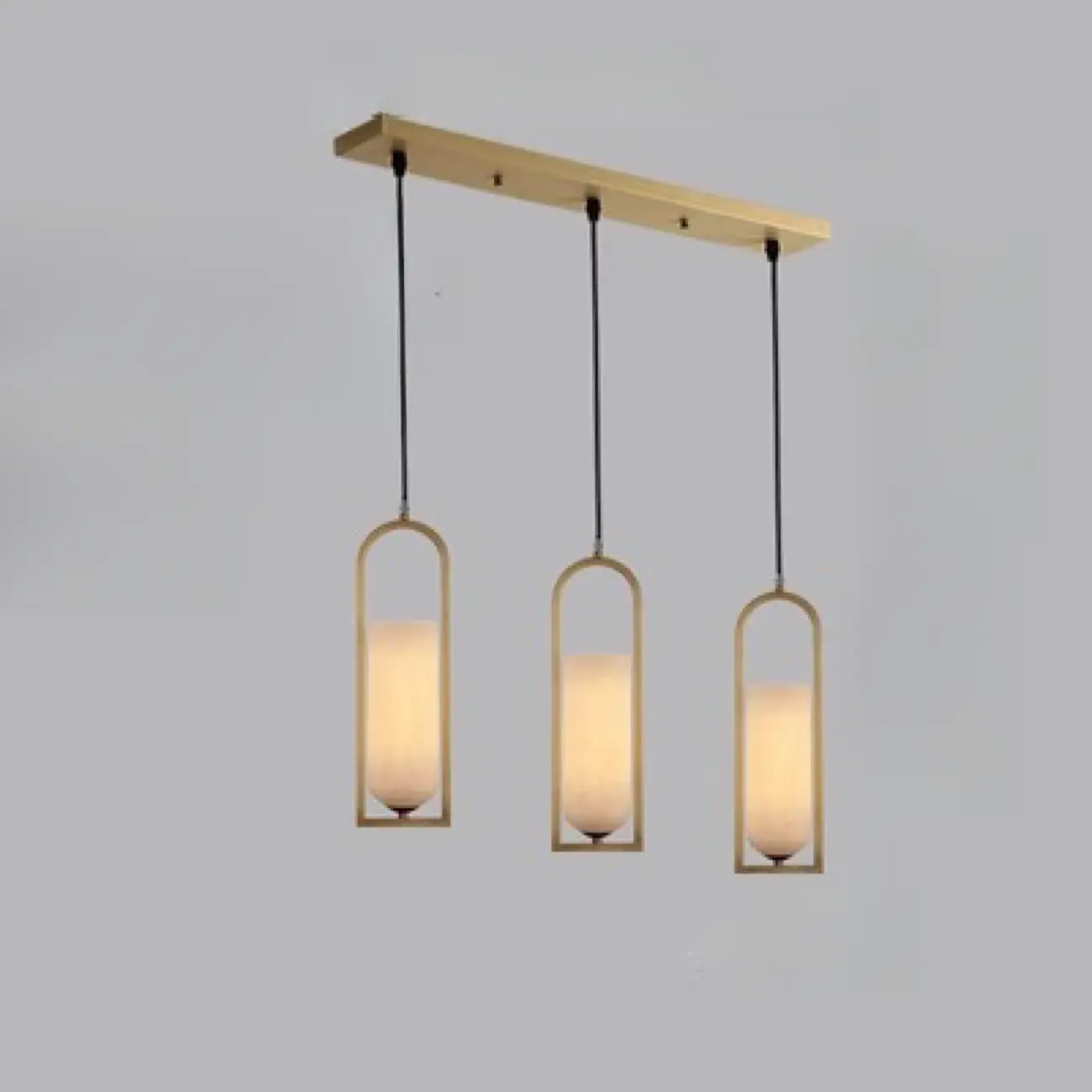 Exquisite Cylinder Gold Alabaster Hanging Pendant Light Image - 9 | homeyfad