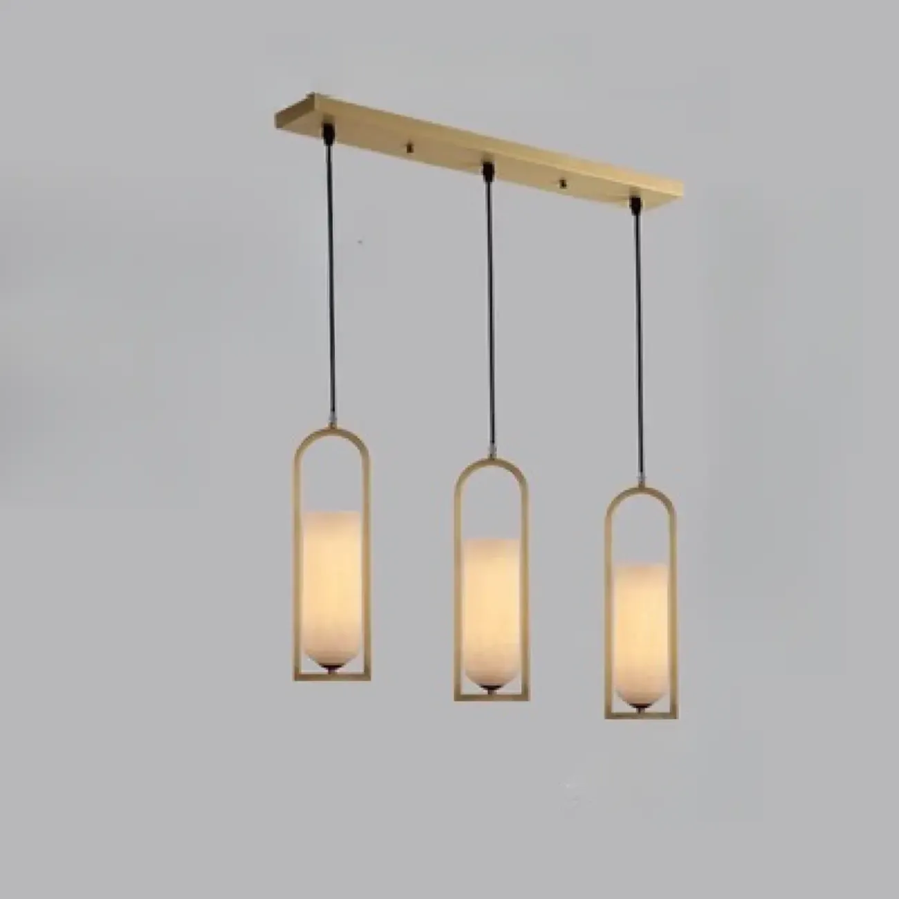 Exquisite Cylinder Gold Alabaster Hanging Pendant Light Image - 9