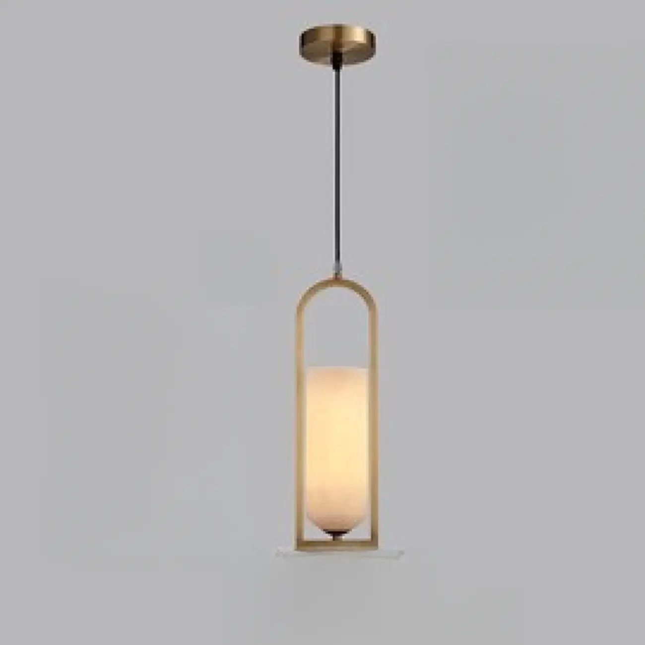 Exquisite Cylinder Gold Alabaster Hanging Pendant Light Image - 10 | homeyfad