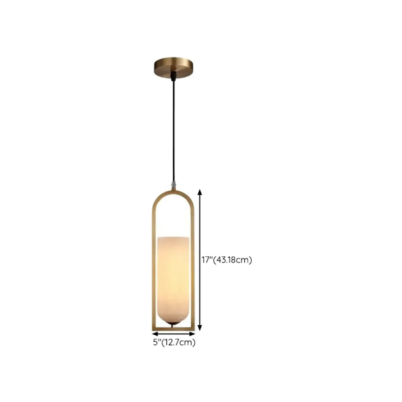 Exquisite Cylinder Gold Alabaster Hanging Pendant Light #size
