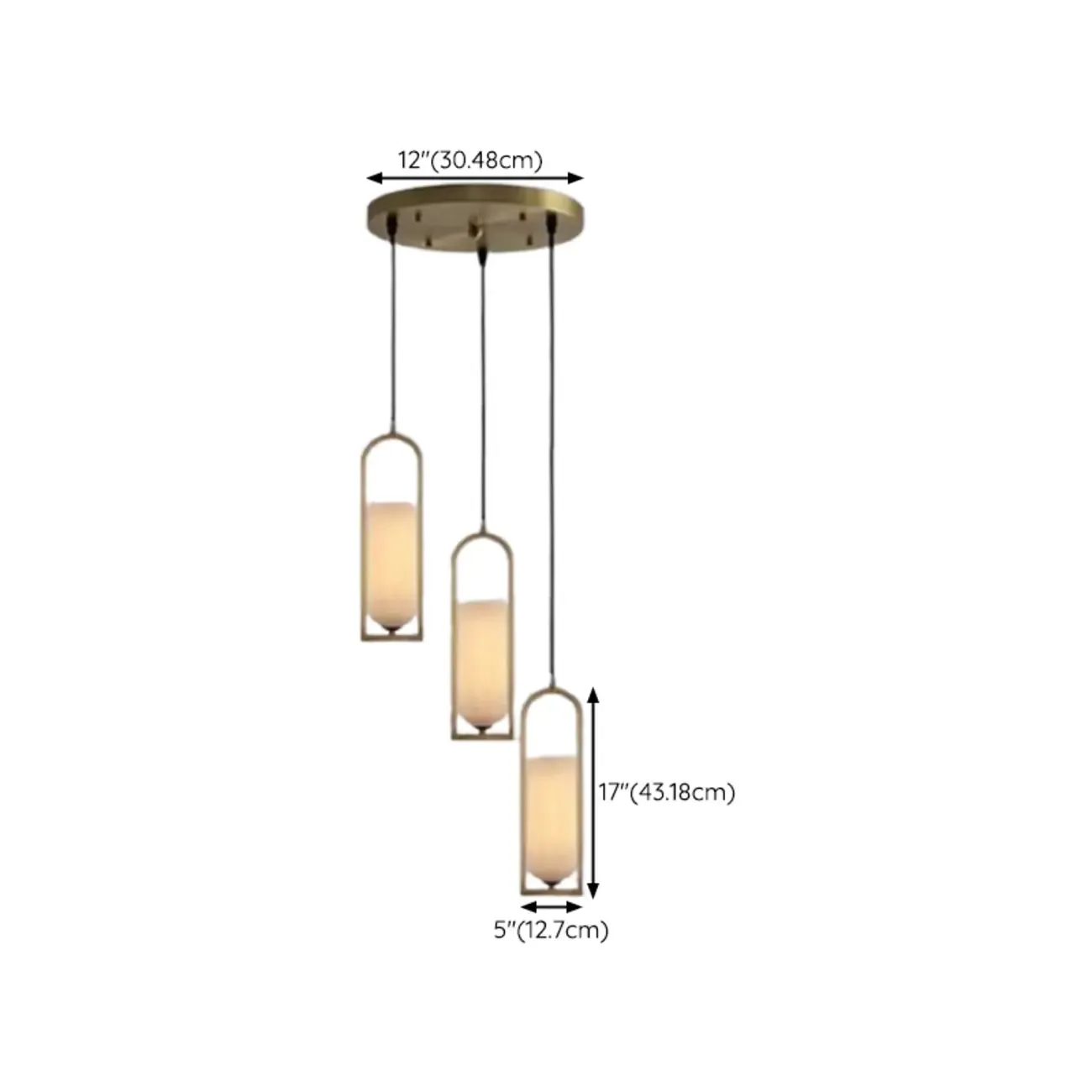 Exquisite Cylinder Gold Alabaster Hanging Pendant Light Image - 14