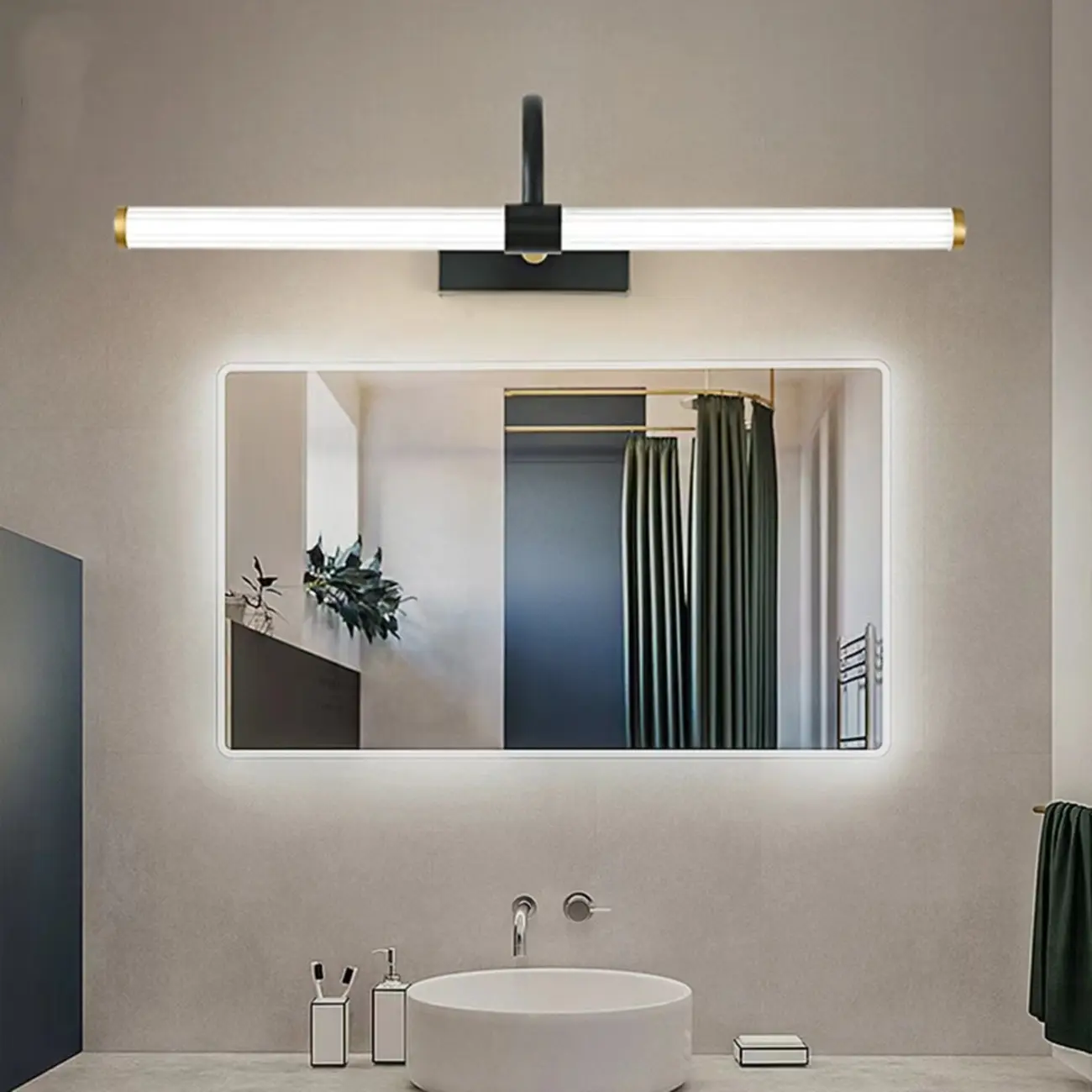 Modern Tube Vanity Light with Shade for Bathroom Image - 2 | homeyfad