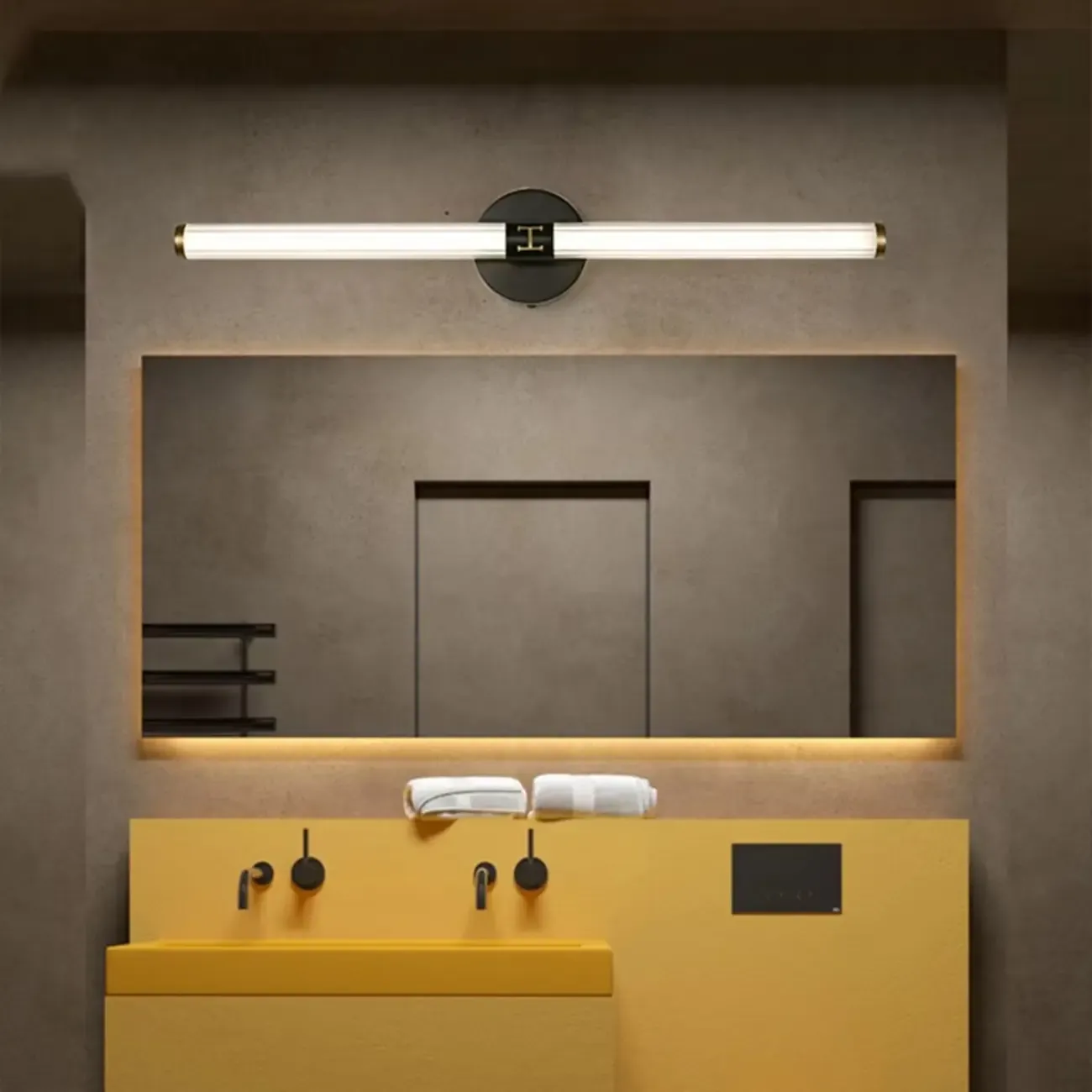 Modern Tube Vanity Light with Shade for Bathroom Image - 3