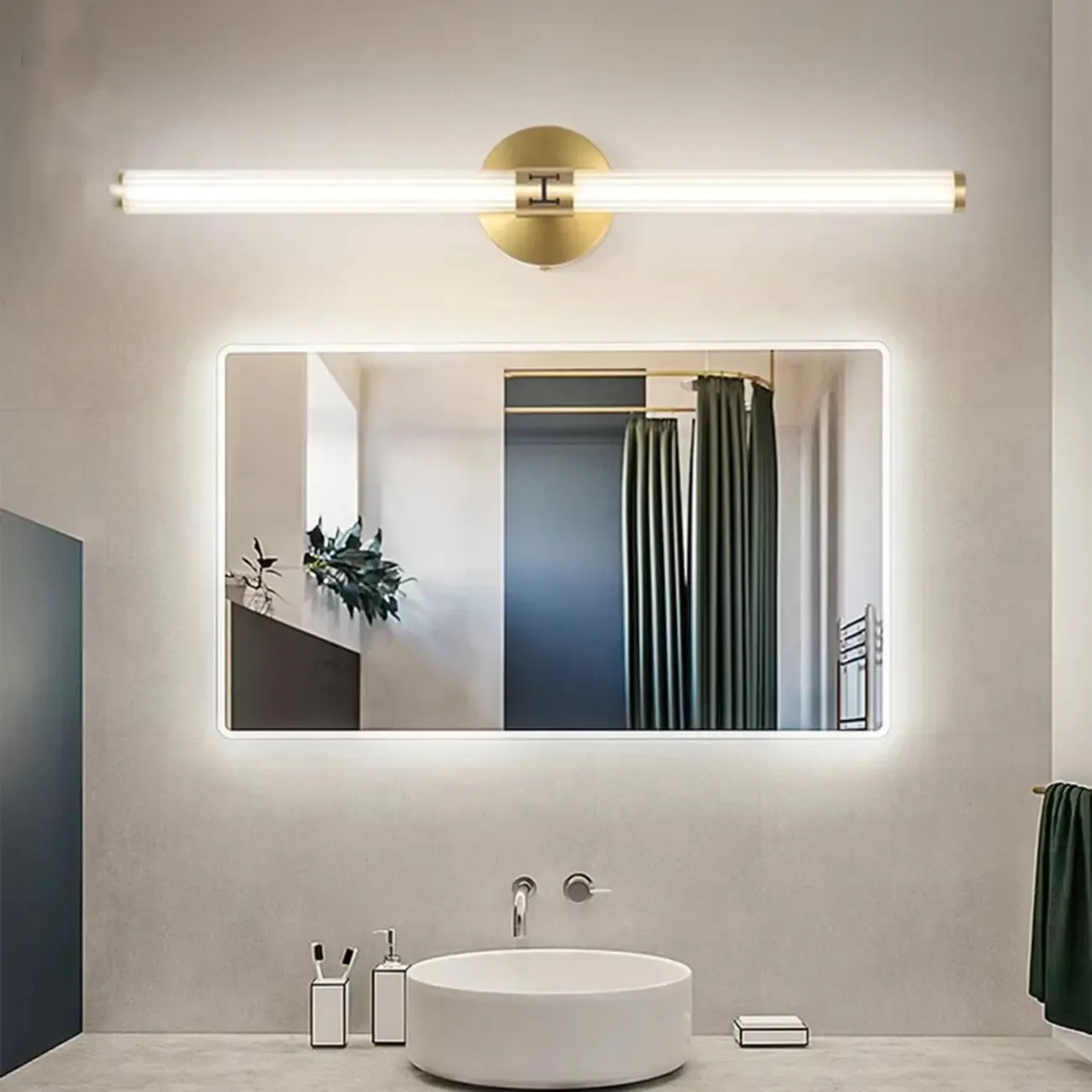 Modern Tube Vanity Light with Shade for Bathroom Image - 4