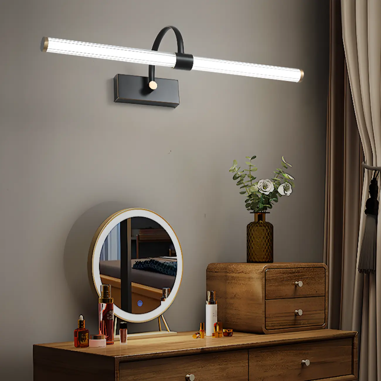Modern Tube Vanity Light with Shade for Bathroom Image - 1 | homeyfad