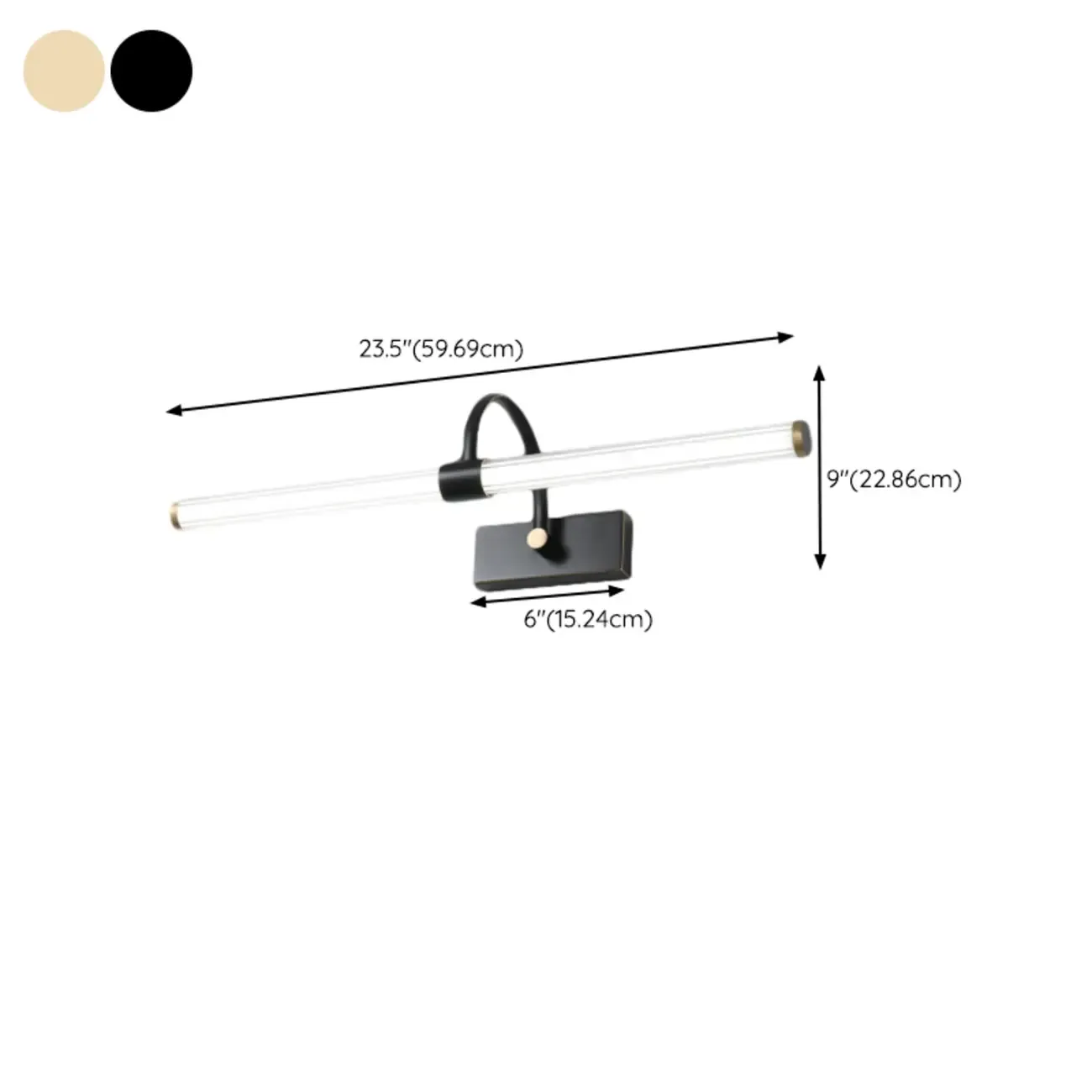 Modern Tube Vanity Light with Shade for Bathroom #size