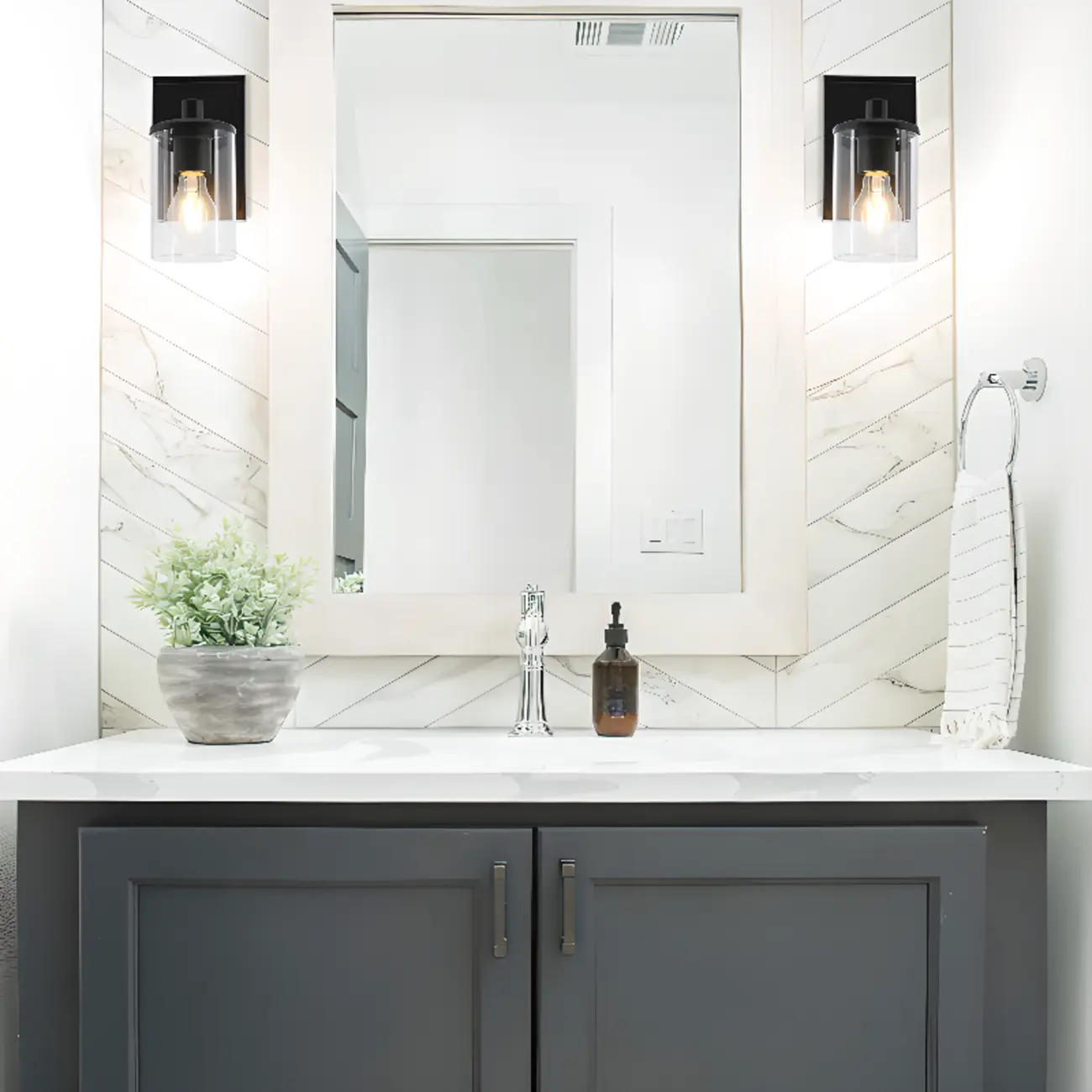 3-Light Black Clear Glass Cylinder Vanity Lights Image - 3 | homeyfad