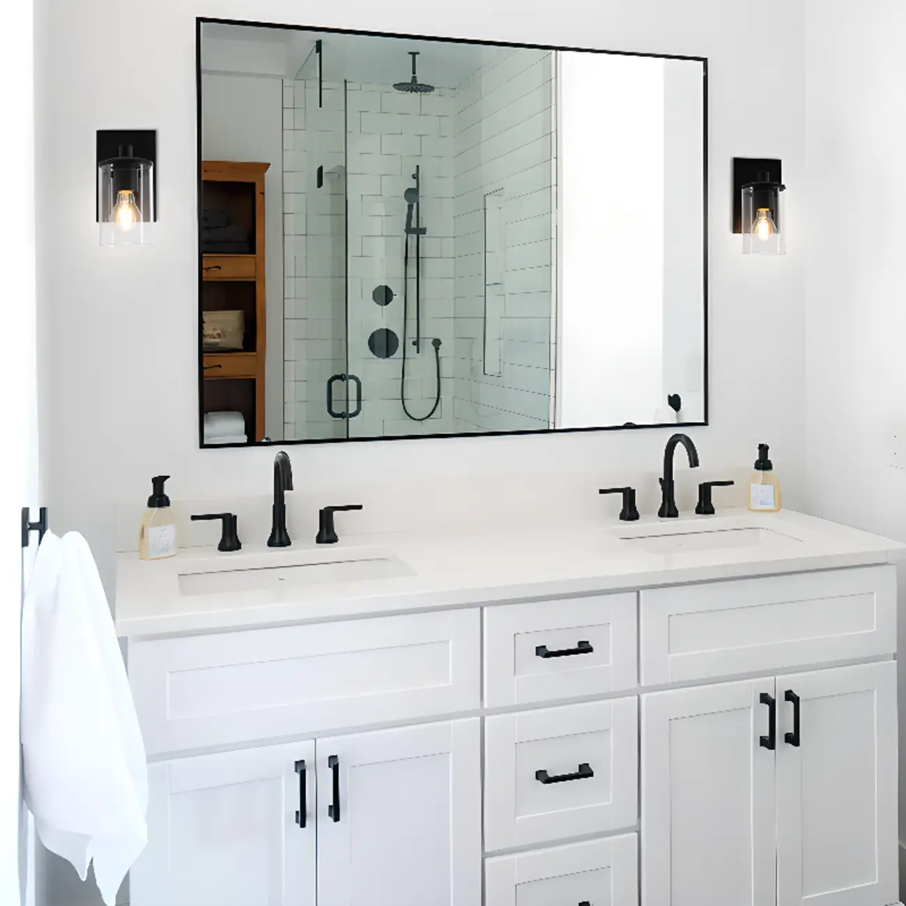 3-Light Black Clear Glass Cylinder Vanity Lights Image - 4 | homeyfad