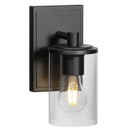 3-Light Black Clear Glass Cylinder Vanity Lights Image - 6