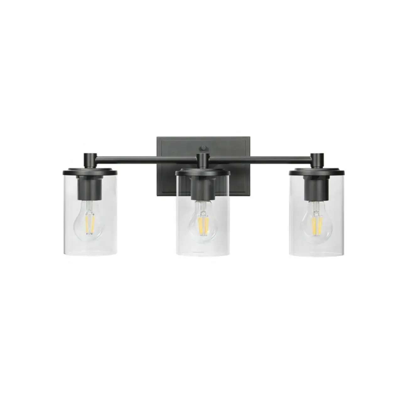 3-Light Black Clear Glass Cylinder Vanity Lights Image - 9 | homeyfad