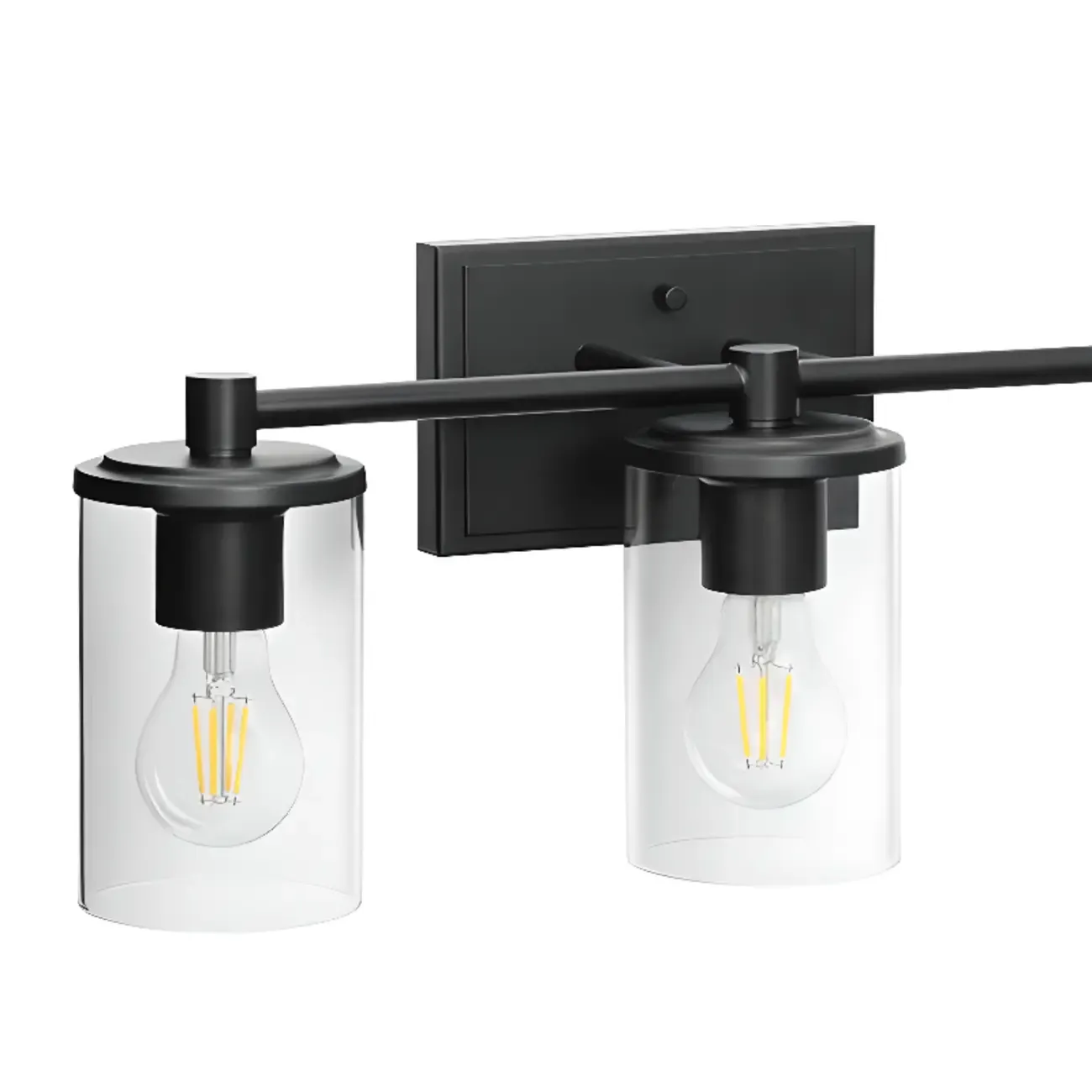 3-Light Black Clear Glass Cylinder Vanity Lights Image - 11