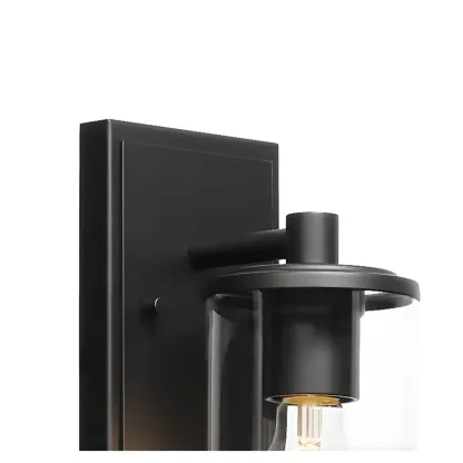 3-Light Black Clear Glass Cylinder Vanity Lights Image - 12