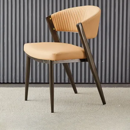 Glam Modern Low Back Faux Leather Dining Chair Image - 10