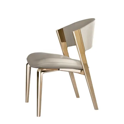 Glam Modern Low Back Faux Leather Dining Chair Image - 13