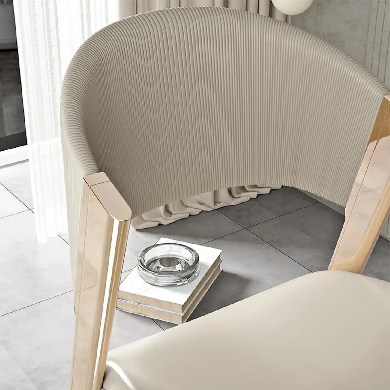 Glam Modern Low Back Faux Leather Dining Chair Image - 2