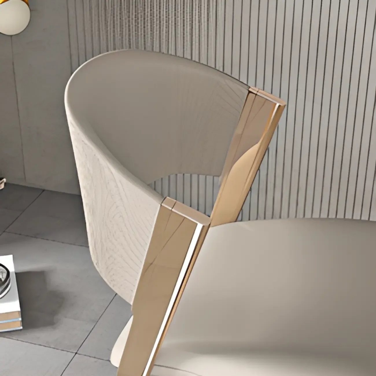 Glam Modern Low Back Faux Leather Dining Chair Image - 15