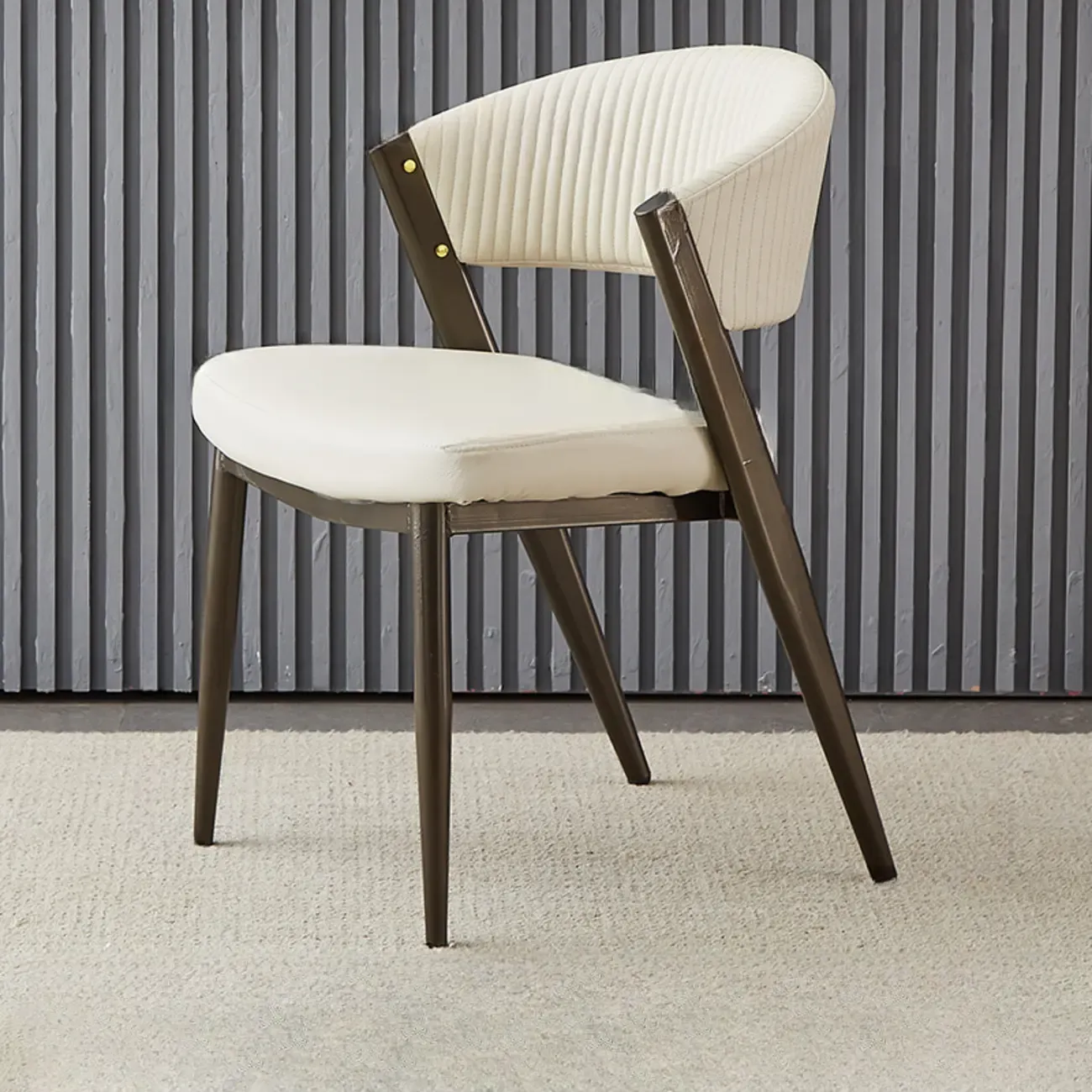 Glam Modern Low Back Faux Leather Dining Chair Image - 16