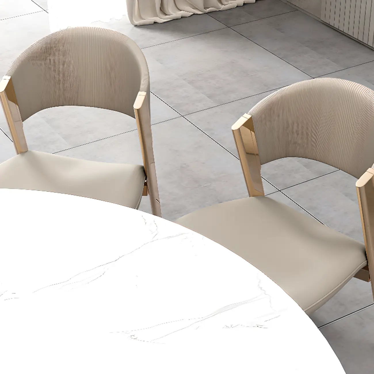 Glam Modern Low Back Faux Leather Dining Chair Image - 17 | homeyfad