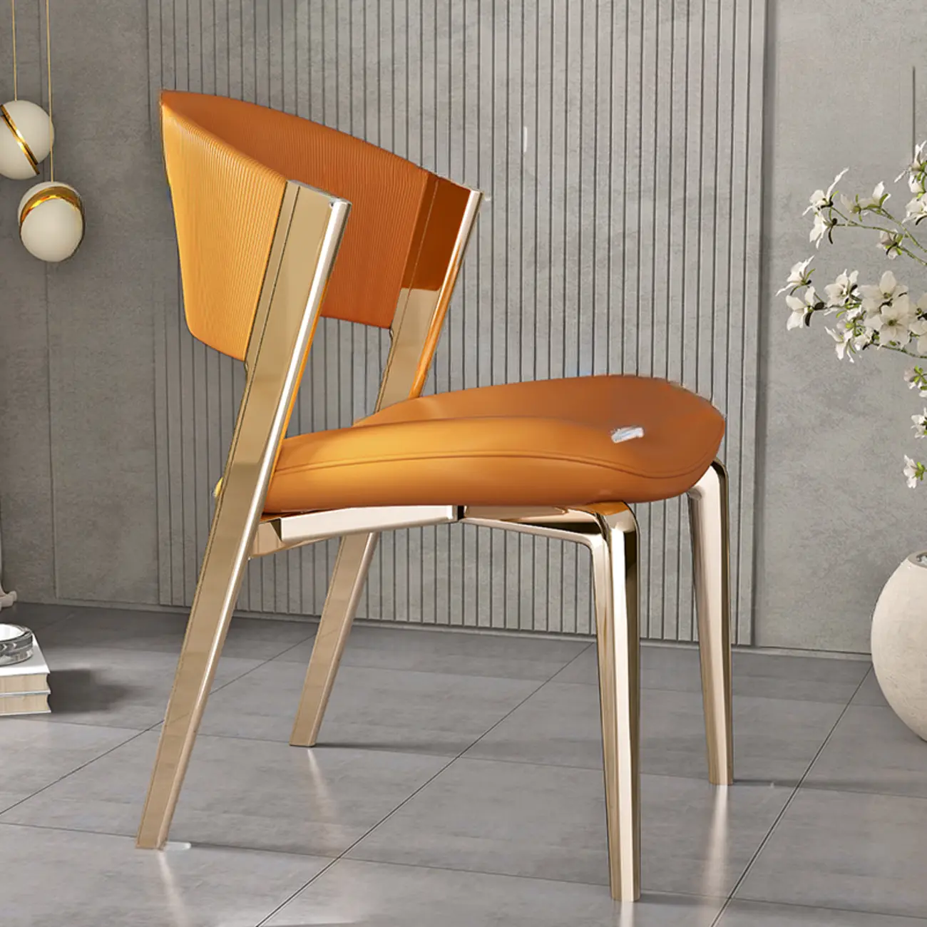 Glam Modern Low Back Faux Leather Dining Chair Image - 18 | homeyfad