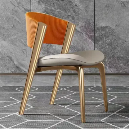 Glam Modern Low Back Faux Leather Dining Chair Image - 19