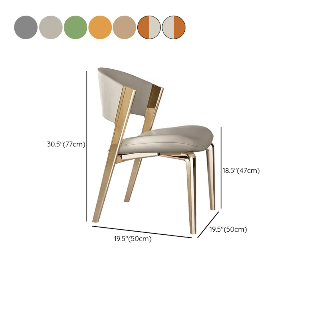 Glam Modern Low Back Faux Leather Dining Chair Image - 6