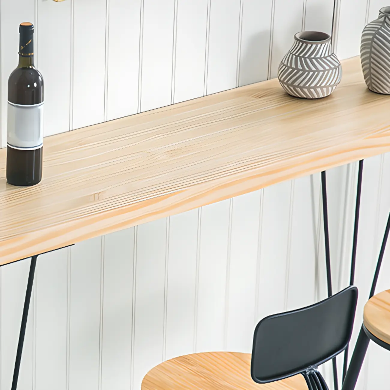 Sleek Counter Height Bar Table Wood Top Gold Base for Dining Image - 8 | homeyfad