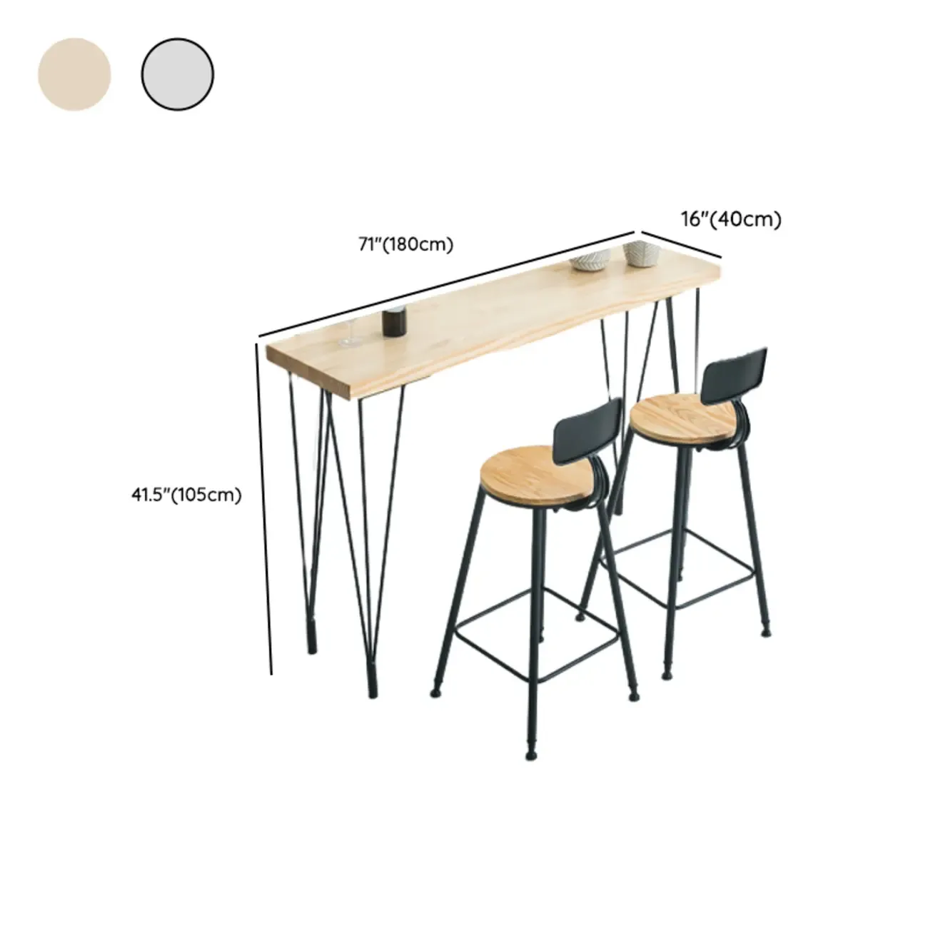Sleek Counter Height Bar Table Wood Top Gold Base for Dining Image - 13
