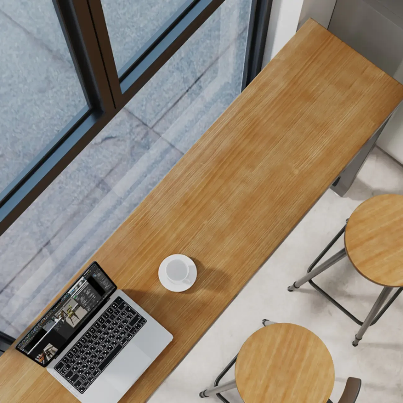 Retro Brown Wooden Industrial Bar Tables Image - 6