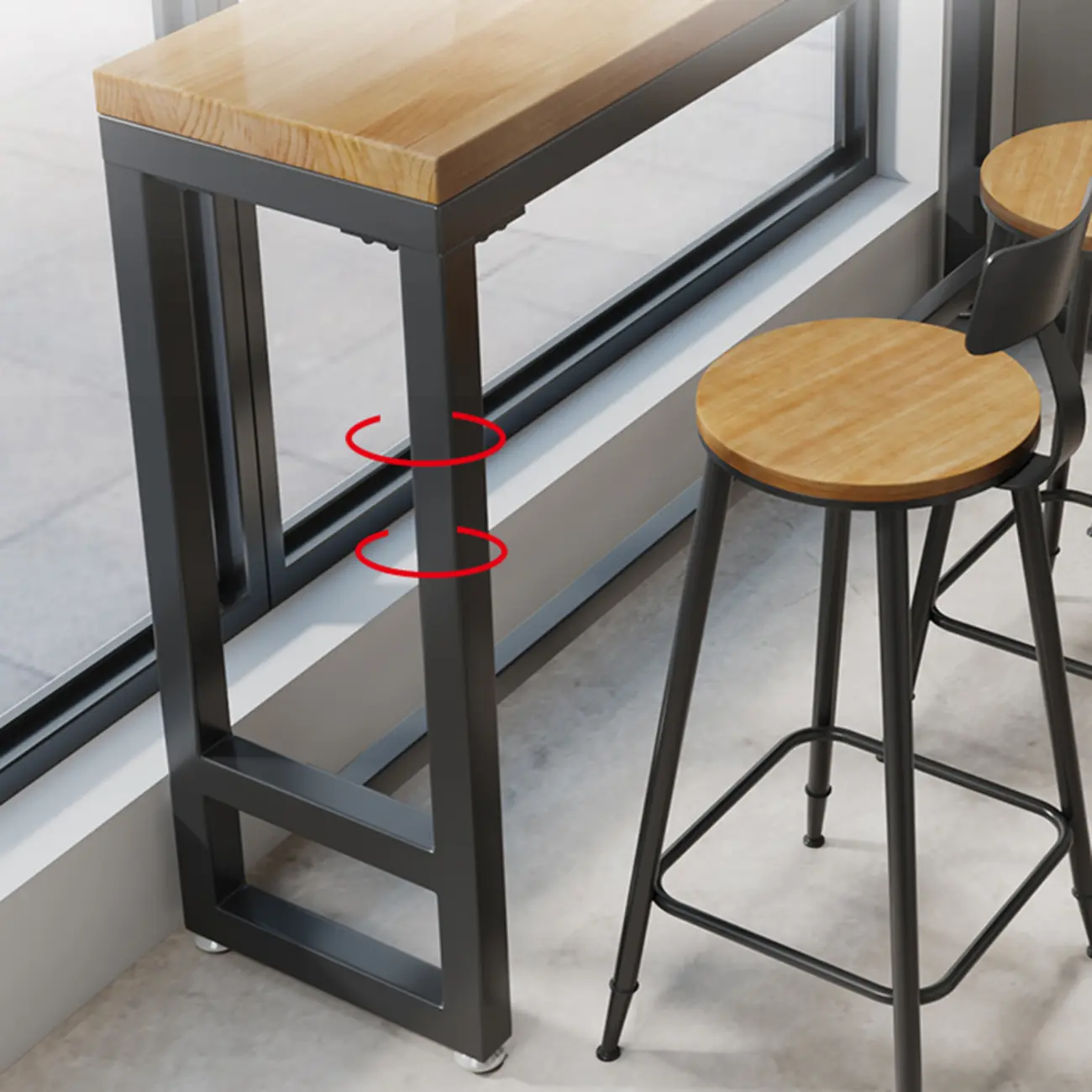 Retro Brown Wooden Industrial Bar Tables Image - 9 | homeyfad