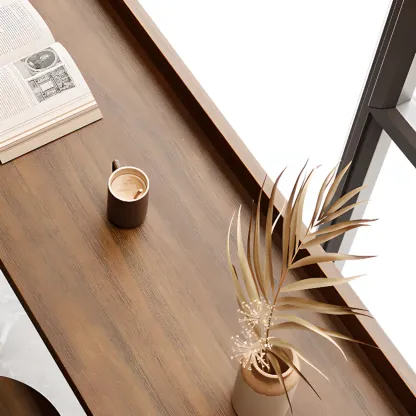 Sleek Brown Pine Shelf Storage Bar Tables Image - 6