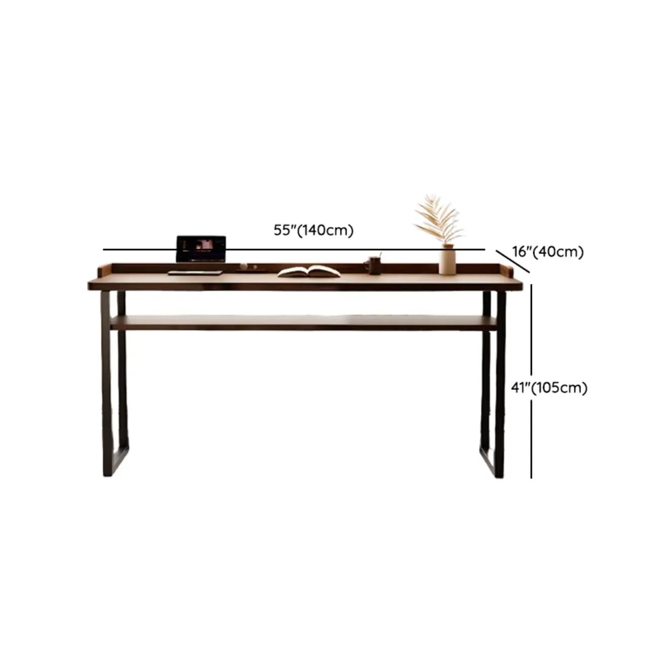 Sleek Brown Pine Shelf Storage Bar Tables Image - 10