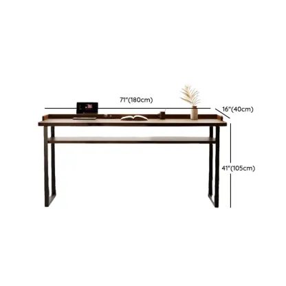 Sleek Brown Pine Shelf Storage Bar Tables Image - 12
